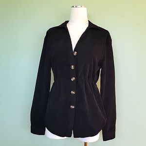 NWT Nasty Gal Black Corduroy Cinch Waist Shirt